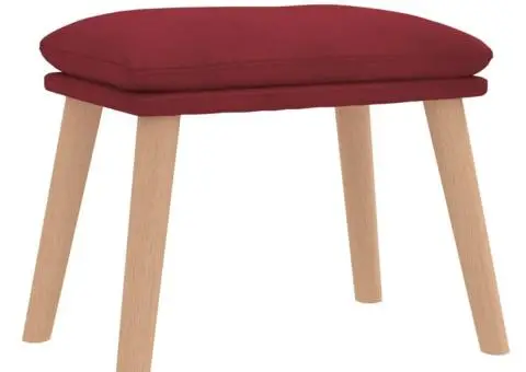 Scaun de relaxare cu taburet, roșu vin, catifea - 5/5