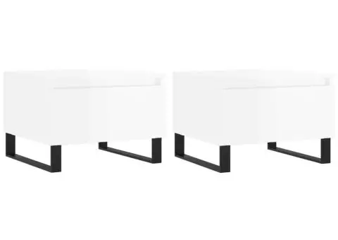 Mese de cafea 2 buc. alb extralucios 50x46x35 cm lemn compozit - 2/5