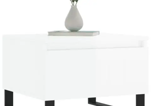 Mese de cafea 2 buc. alb extralucios 50x46x35 cm lemn compozit - 3/5