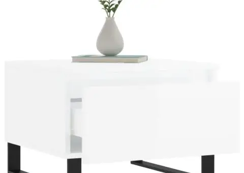 Mese de cafea 2 buc. alb extralucios 50x46x35 cm lemn compozit - 4/5