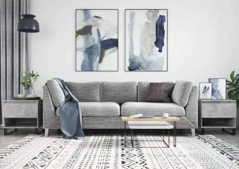 Mese de cafea, 2 buc., gri beton, 50x46x50 cm, lemn compozit - 1/5