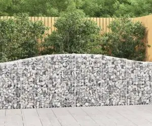 vidaXL Coșuri gabion arcuite 15 buc, 400x30x80/100 cm, fier galvanizat