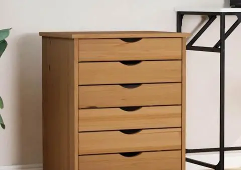 Dulap rulant cu sertare „MOSS”, maro miere, lemn masiv de pin - 1/5