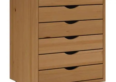 Dulap rulant cu sertare „MOSS”, maro miere, lemn masiv de pin - 2/5