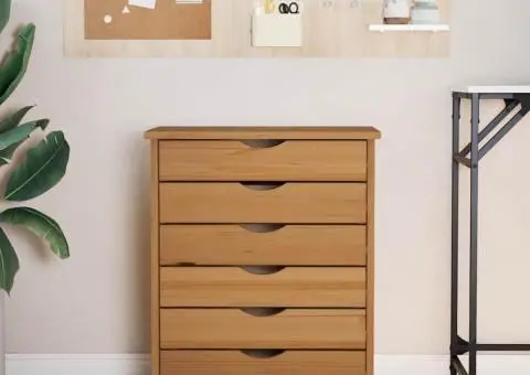 Dulap rulant cu sertare „MOSS”, maro miere, lemn masiv de pin - 3/5