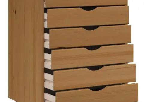 Dulap rulant cu sertare „MOSS”, maro miere, lemn masiv de pin - 4/5