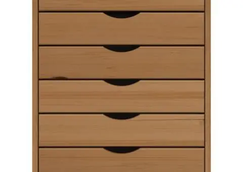 Dulap rulant cu sertare „MOSS”, maro miere, lemn masiv de pin - 5/5