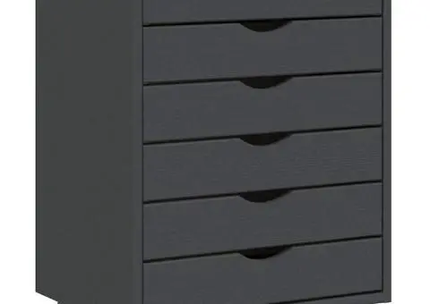 Dulap rulant cu sertare MOSS, gri, lemn masiv de pin - 2/5