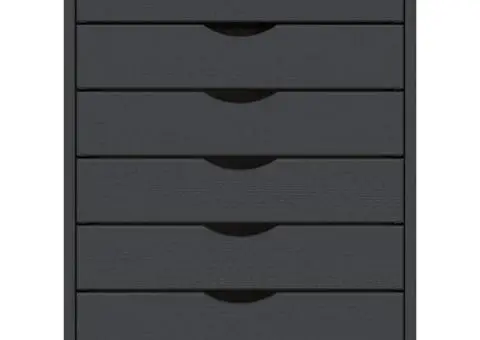 Dulap rulant cu sertare MOSS, gri, lemn masiv de pin - 5/5