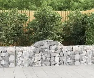 vidaXL Coșuri gabion arcuite 14 buc, 200x30x60/80 cm, fier galvanizat