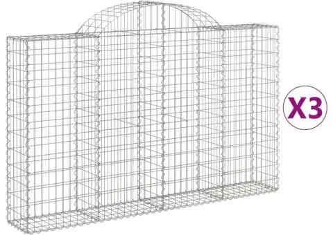Coșuri gabion arcuite 3 buc, 200x30x120/140 cm, fier galvanizat - 2/5