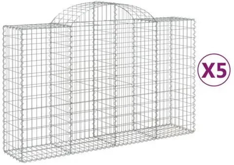 Coșuri gabion arcuite 5 buc, 200x50x120/140 cm, fier galvanizat - 2/5