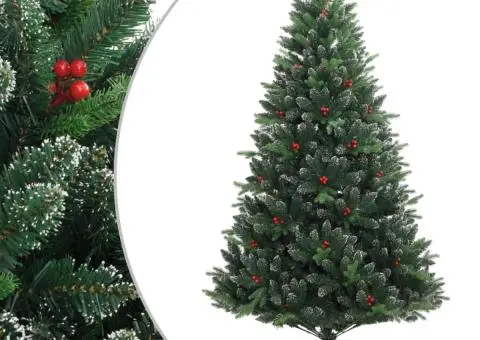 Pom de Crăciun artificial cu balamale & fructe roșii 240 cm - 1/5