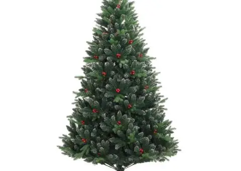 Pom de Crăciun artificial cu balamale & fructe roșii 240 cm - 2/5