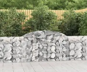 vidaXL Coșuri gabion arcuite 4 buc., 300x30x80/100 cm, fier galvanizat