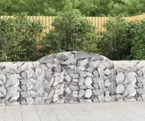 vidaXL Coșuri gabion arcuite 10 buc, 300x30x80/100 cm, fier galvanizat