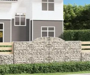 vidaXL Coșuri gabion arcuite 8 buc, 300x30x120/140 cm, fier galvanizat