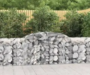 vidaXL Coșuri gabion arcuite 2 buc, 300x50x80/100 cm, fier galvanizat