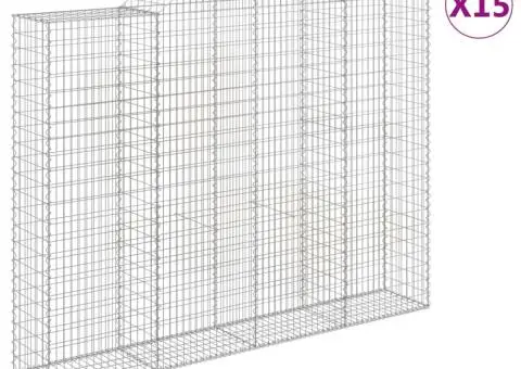 Coșuri gabion arcuite, 15 buc 300x50x220/240cm, fier galvanizat - 2/5