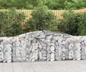 vidaXL Coșuri gabion arcuite 3 buc, 400x30x80/100 cm, fier galvanizat