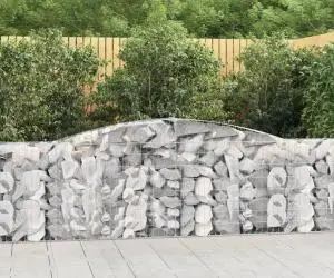 vidaXL Coșuri gabion arcuite 10 buc, 400x30x80/100 cm, fier galvanizat