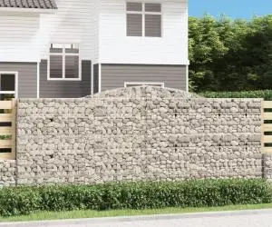 vidaXL Coșuri gabion arcuite 2 buc. 400x30x160/180 cm fier galvanizat