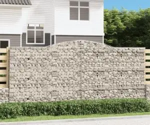vidaXL Coșuri gabion arcuite 2 buc, 400x30x180/200 cm, fier galvanizat