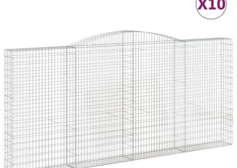 Coșuri gabion arcuite 10 buc, 400x30x180/200cm, fier galvanizat - 2/5