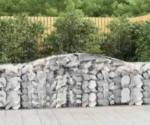 vidaXL Coșuri gabion arcuite 20 buc, 400x50x80/100 cm, fier galvanizat