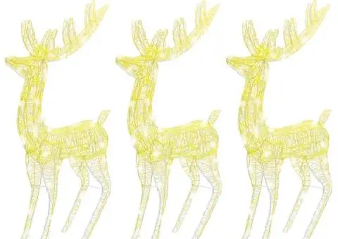 Ren de Crăciun 250 LED-uri, 3 buc., alb cald, 180 cm, acril XXL - 2/5