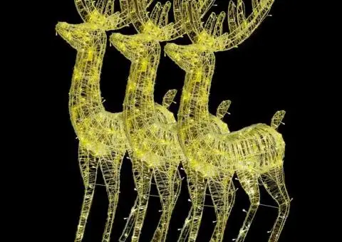 Ren de Crăciun 250 LED-uri, 3 buc., alb cald, 180 cm, acril XXL - 4/5