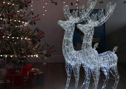 Ren de Crăciun 250 LED-uri, 2 buc., alb rece, 180 cm, acril XXL - 1/5