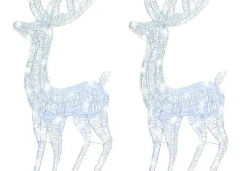 Ren de Crăciun 250 LED-uri, 2 buc., alb rece, 180 cm, acril XXL - 3/5