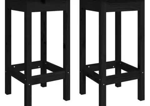 Set bar de grădină, 3 piese, negru, lemn masiv de pin - 5/5
