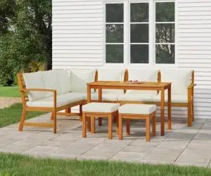 vidaXL Set mobilier de grădină cu perne, 7 piese, lemn masiv de acacia