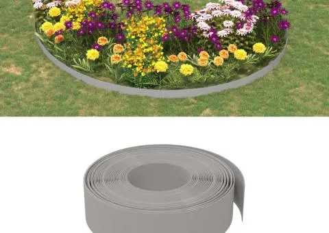 Borduri de grădină, 3 buc, gri, 10 m 15 cm, polietilenă - 1/5