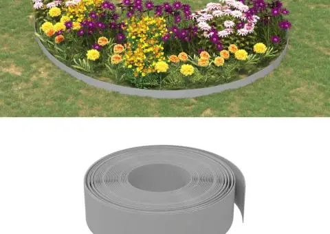 Borduri de grădină, 5 buc, gri, 10 m 15 cm, polietilenă - 1/5