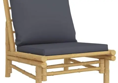 Set mobilier de grădină cu perne gri închis, 4 piese, bambus - 5/5