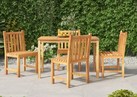 Set de sufragerie de grădină, lemn masiv de tec, 5 piese - 1/5