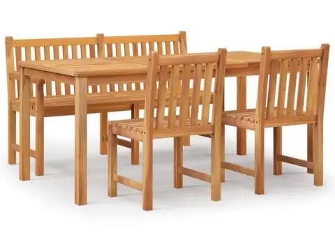 Set mobilier pentru grădină, 4 piese, lemn masiv de tec - 2/5