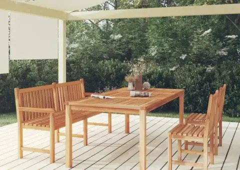 Set mobilier pentru grădină, 4 piese, lemn masiv de tec - 1/5