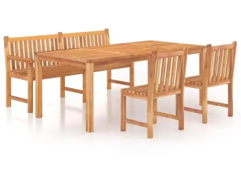 Set mobilier pentru grădină, 4 piese, lemn masiv de tec - 2/5