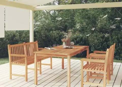 Set mobilier pentru grădină, 4 piese, lemn masiv de tec - 1/5