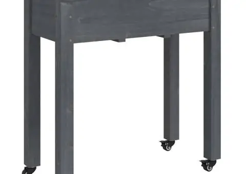 Jardinieră pe roți cu căptușeală gri 71x37x80cm lemn masiv brad - 2/5