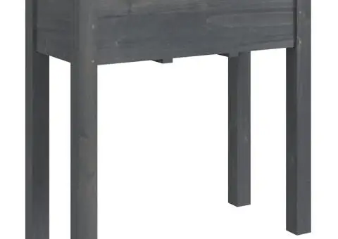 Jardinieră pe roți cu căptușeală gri 71x37x80cm lemn masiv brad - 3/5