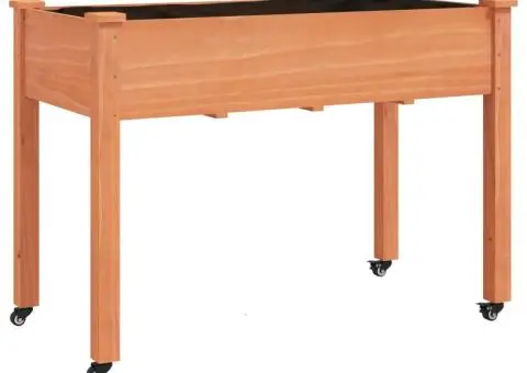 Jardinieră cu roți&căptușeală maro 118x59x76 cm lemn masiv brad - 2/5