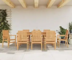 vidaXL Scaune grădină stivuibile 8 buc. 56,5x57,5x91 cm lemn masiv tec