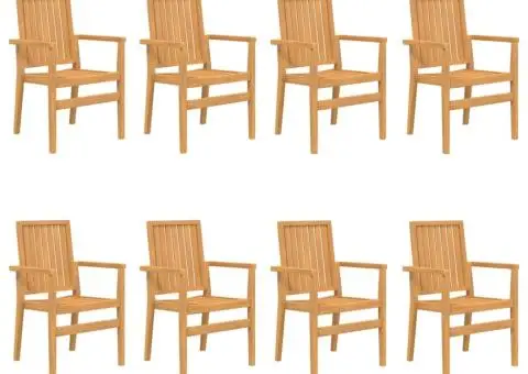 Scaune grădină stivuibile 8 buc. 56,5x57,5x91 cm lemn masiv tec - 2/5