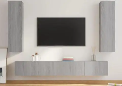 Set dulapuri TV, 4 piese, gri sonoma, lemn prelucrat - 1/5