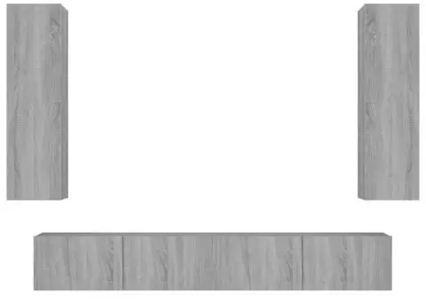 Set dulapuri TV, 4 piese, gri sonoma, lemn prelucrat - 2/5